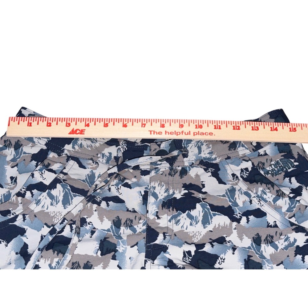 The North Face Capri Cargo Pants Women 4 Blue Mountain Camo Hiking Crop‎ Tie Hem - Picture 3 of 12